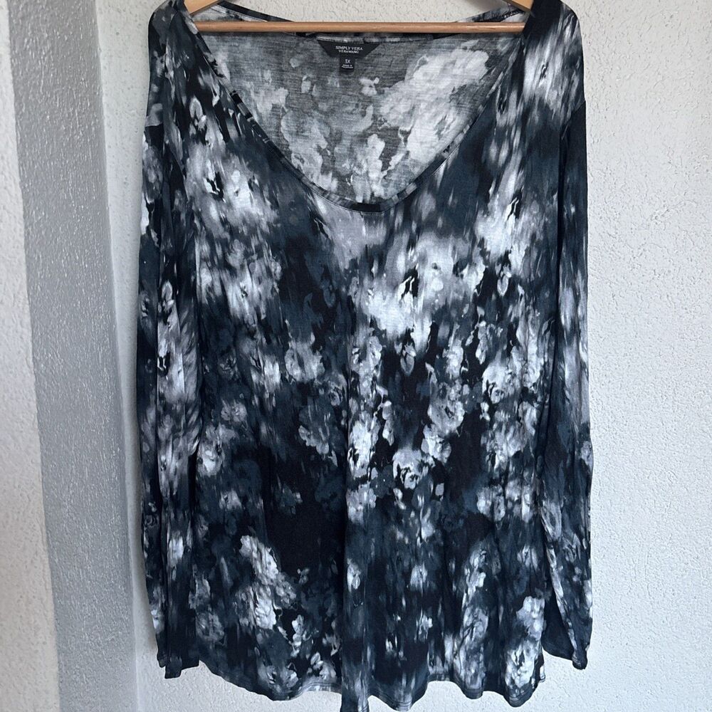 Simply Vera Women’s Vera Wang Long Sleeved Black And White Blouse Size 3X